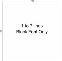 12" x 12" Sign/Nameplate - Plastic - Block Font