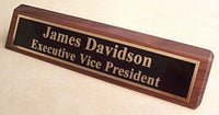 10" Walnut Desk Nameplate - Brass Plate