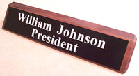 10" Walnut Desk Nameplate - Plastic Plate