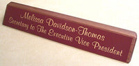 12" Walnut Desk Nameplate - Plastic Plate